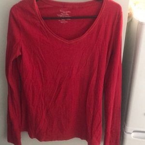 Red V neck long sleeve